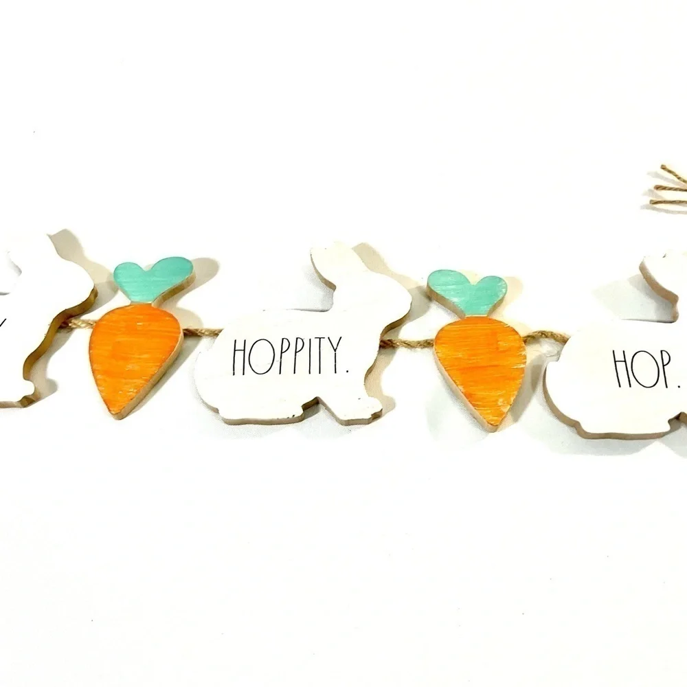 Rae Dunn Easter Bunny Garland Hoppity Hoppity Hop Decor